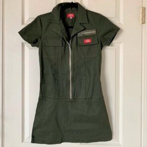 *Rare* Vintage DICKIES Army Green Utility Mini Zipper Dress - Punk 90s Y2K Khaki
